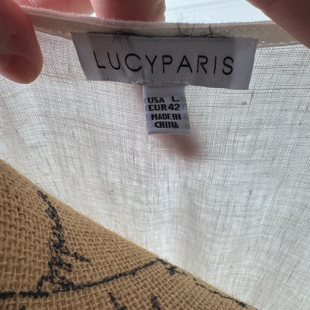 Lucy Paris White Linen Midi Dress with V-Neck - Picture 5 of 7
